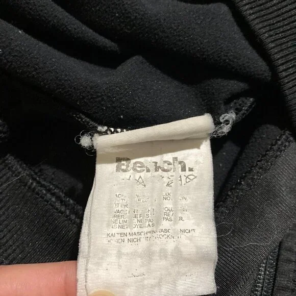 Bench Full Zip Track Jacket Embroidered Spellout Black Grey Zipper Pockets Small - Picture 8 of 13